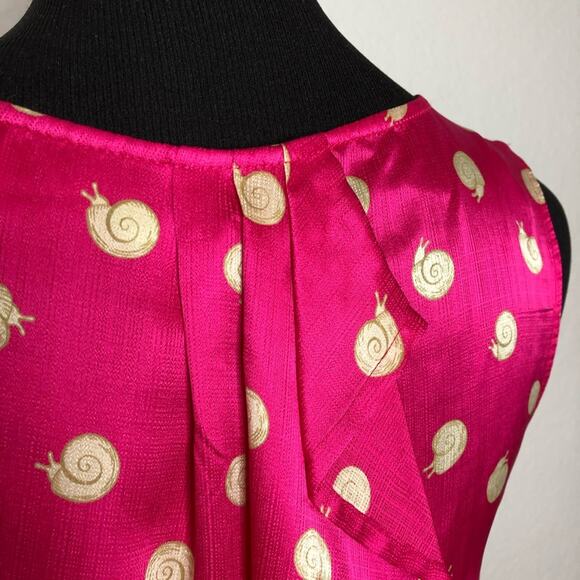 Anthropologie Postmark pink snail print split back silk top size 4 - Picture 6 of 13